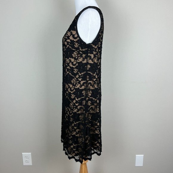Karen Kane Dress Womens Medium Black Illusion Lace‎ A-Line Mini Cocktail Party - Picture 4 of 14